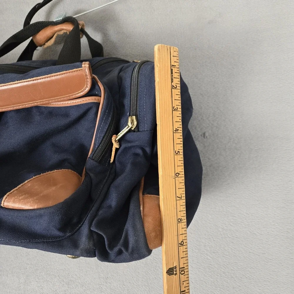 Vtg L.L. Bean Canvas Leather Duffle Bag W/Shoulder Strap+tag 22x12x10